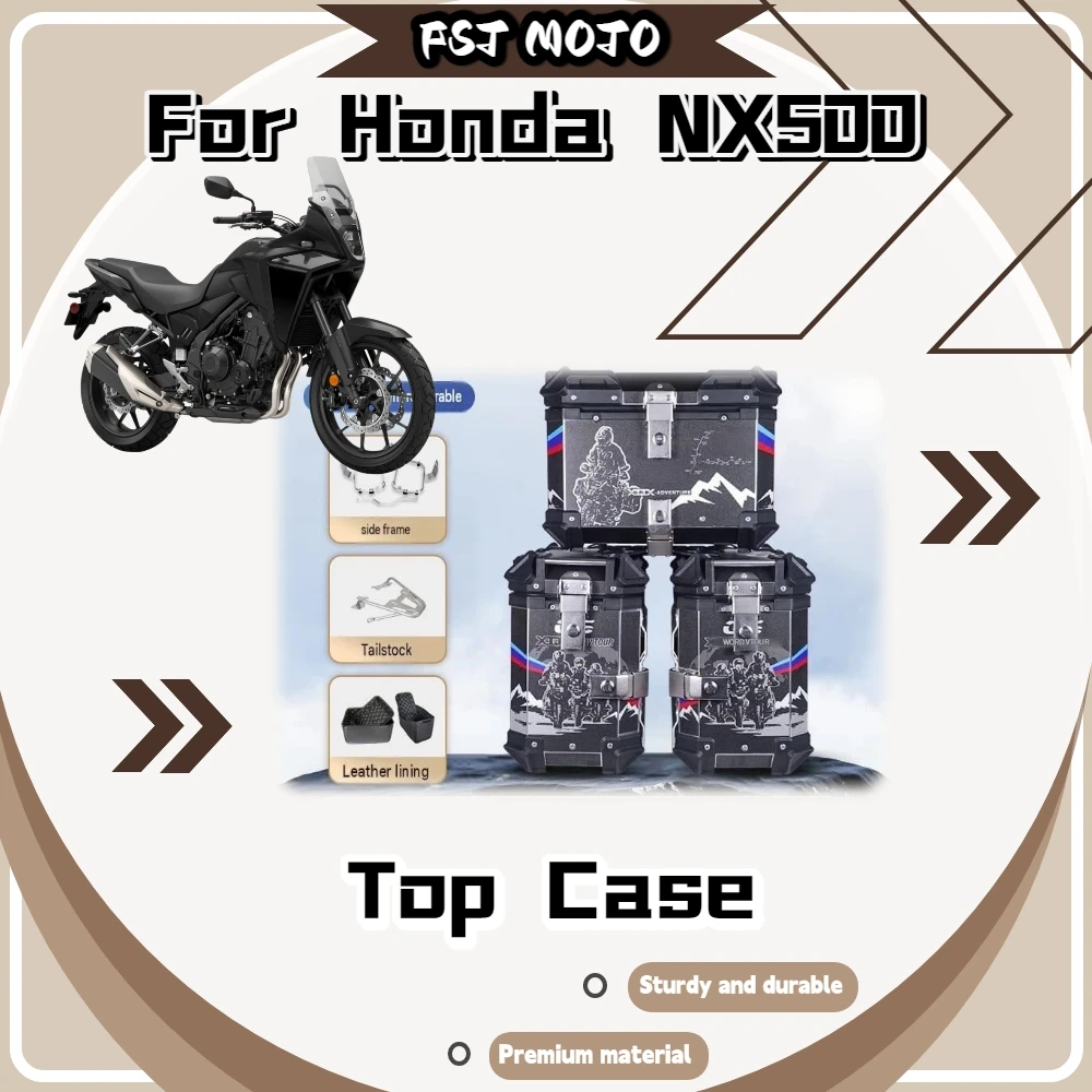 Motorcycle Aluminum 3‑Pannier Kit For Honda NX500 Reinforced Corner Guards Secure Lock Side & Top Luggage Mod Parts