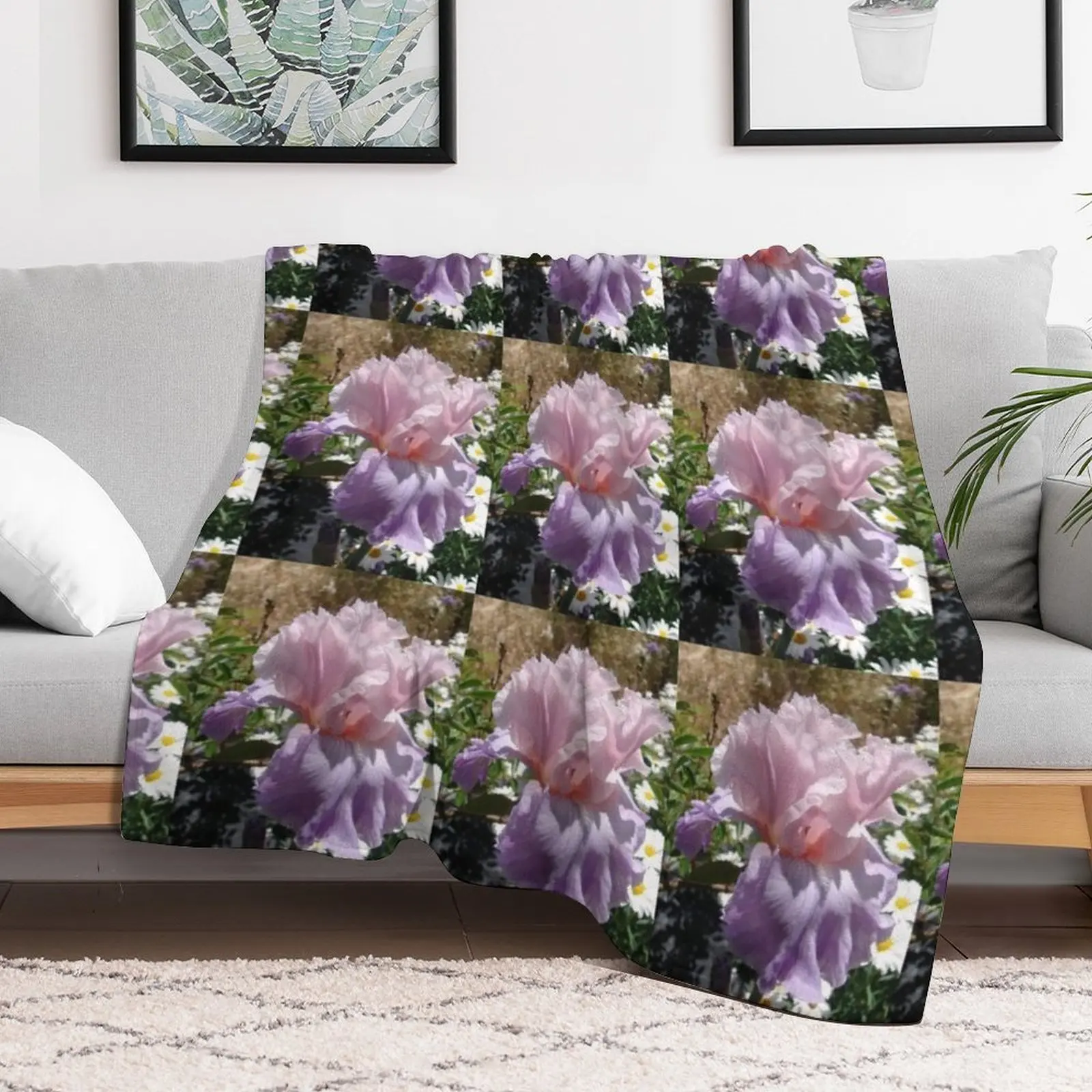 Purple Iris Flower Throw Blanket Decorative Sofas Decorative Beds Blankets