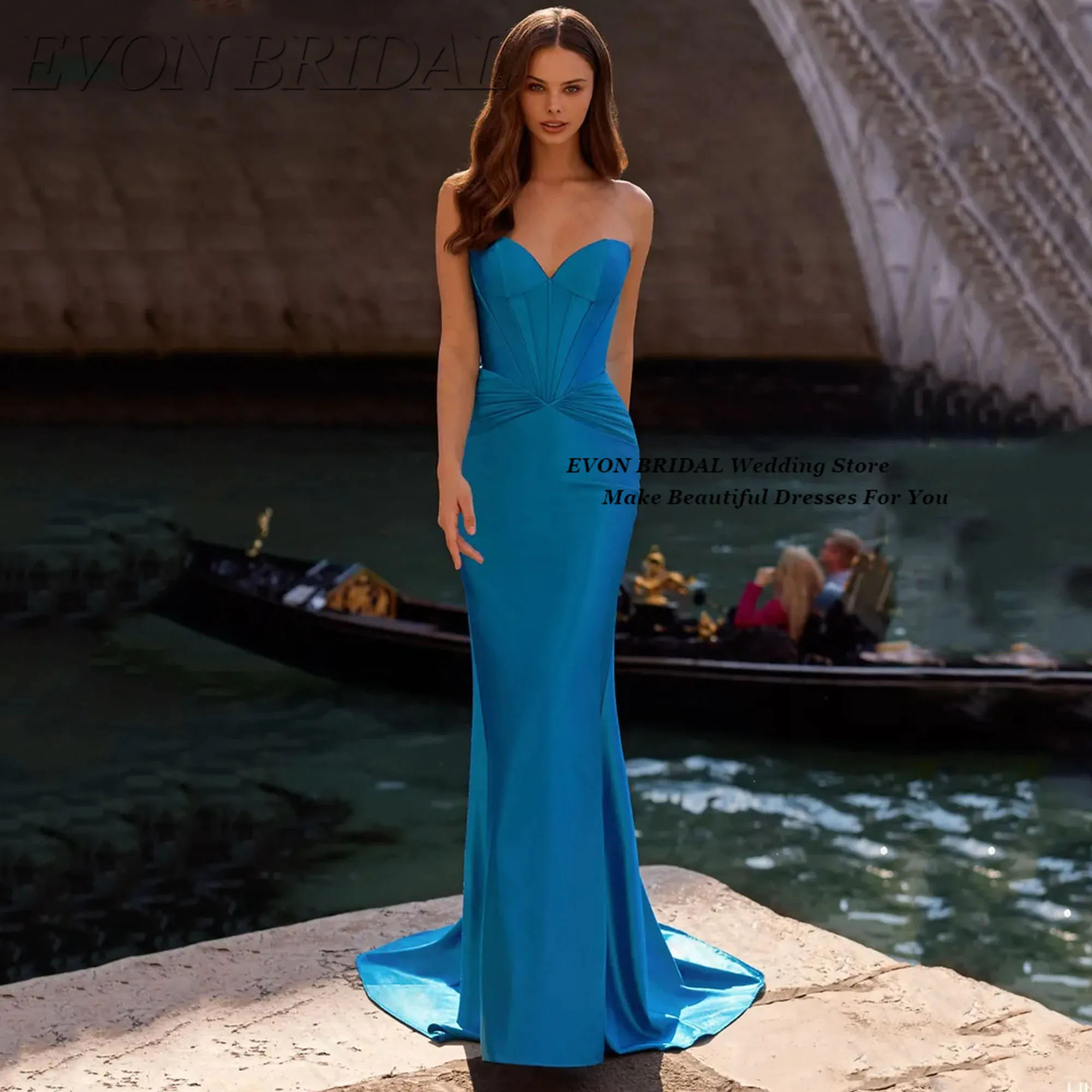 Sweetheart Backless Party Dresses Hip Hugging Red Carpet Evening Dress Sleeveless Elegant Vestidos De Fiesta EVON BRIDAL Customi
