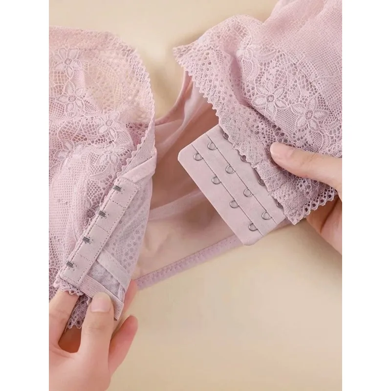 

YUQI Rabbit-Eared Cup Front-Opening Thin Backless Bra No-Ring Full-Wrap Ladies Underwear Soft Plus Size M-5XL Casual Intimates