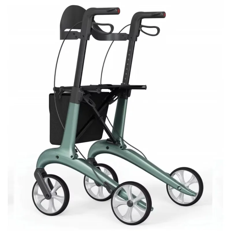 Lightweight Durable Anti-Slippery Foldable Rollator Walker Seat Basket Carbon Fiber Option Available CE Certified