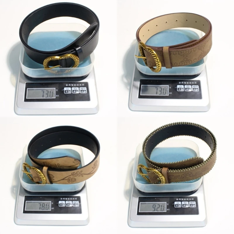 DXAE Round Gold-Tone Closure Women's Fashion Belt PU Embossed Look Waist Accessory for Jeans and Casual Pants Styling