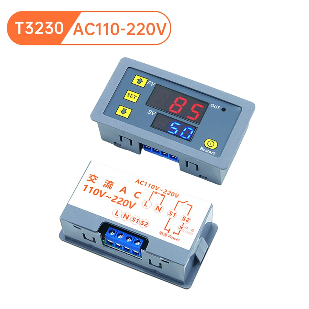 T3230 Verzögerungsrelais DC12V/24V AC110-220V Zyklisches Zeitverzögerungsrelais-Modul mit rotem und blauem Bandgehäuse – Detail 5