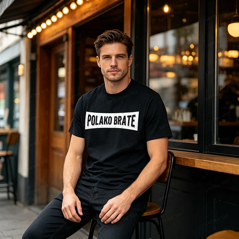 POLAKO BRATE Funny Serbian Bosnian Croatian Balkan Slang T-Shirt Y2k Hrvatska Srbija Bosna Funny Slang Saying Tee Personality