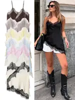 HH-Tops sexis asimétricos de encaje para mujer, ropa interior sin espalda sin mangas con hombros descubiertos, camisola elegante para playa