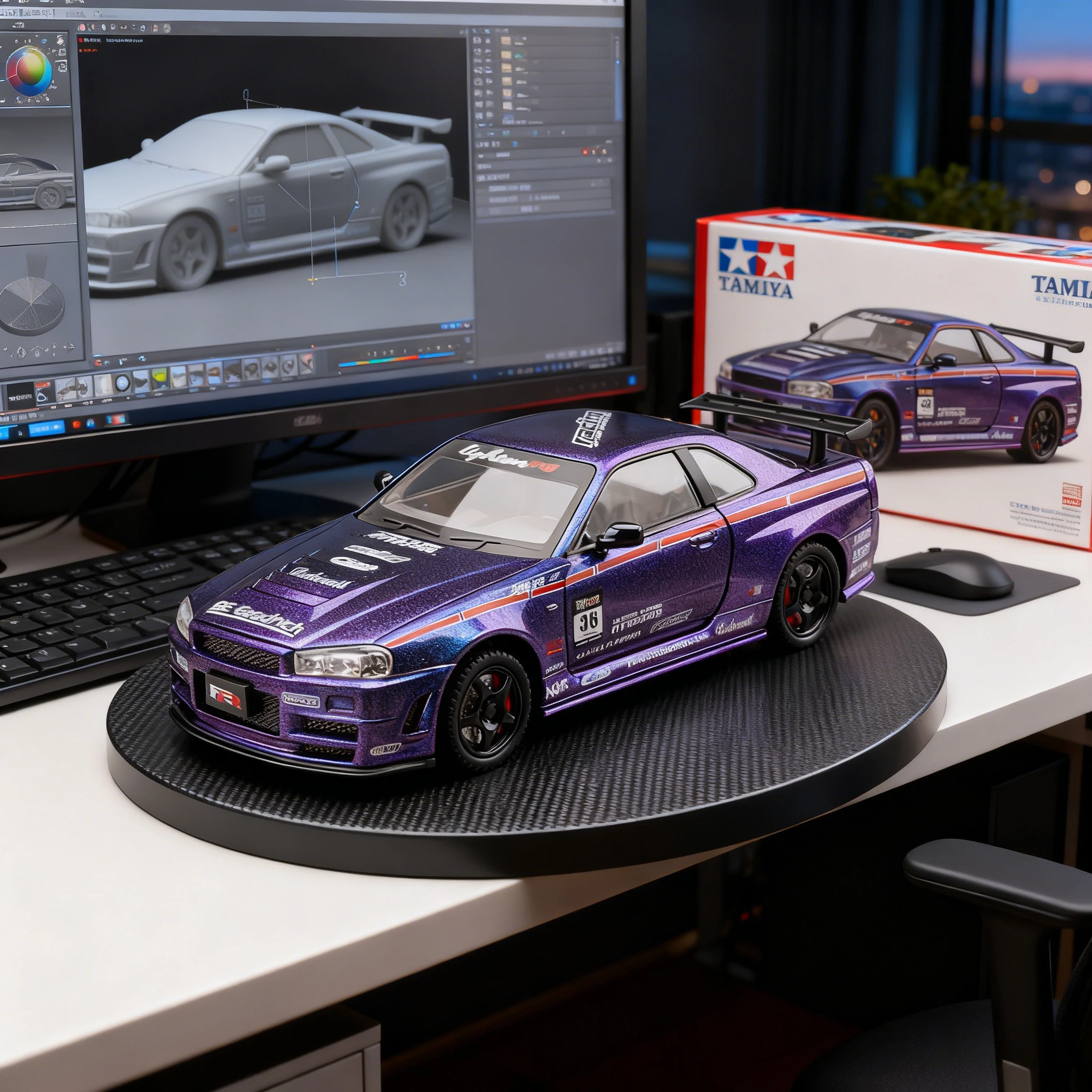 

Модель автомобиля из сплава GTR-R34 в масштабе 1:24 с аутентичными звуковыми эффектами, коллекционная игрушка премиум-класса для детей и взрослых