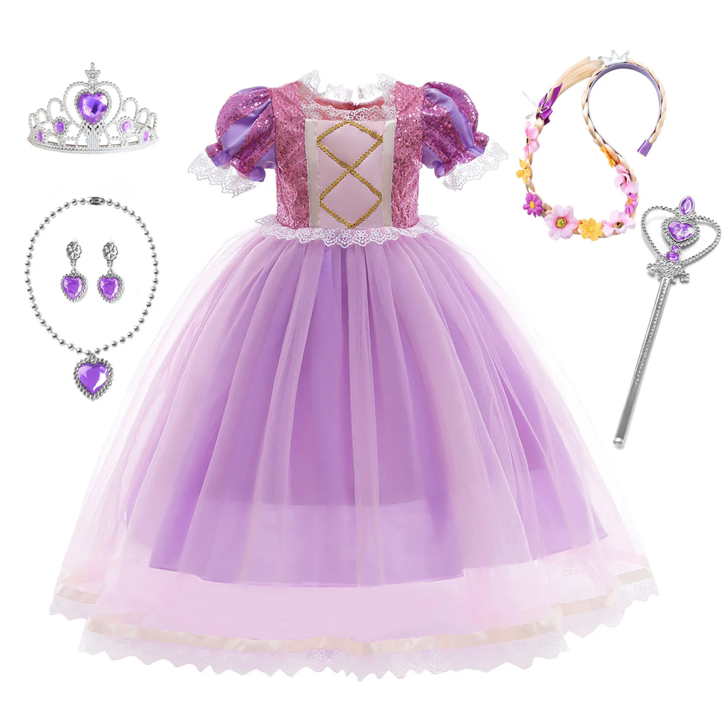 

LSYXH Toddler Little Girls Movie Princess Tangled Rapunzel Birthday Party Cosplay Halloween Dress