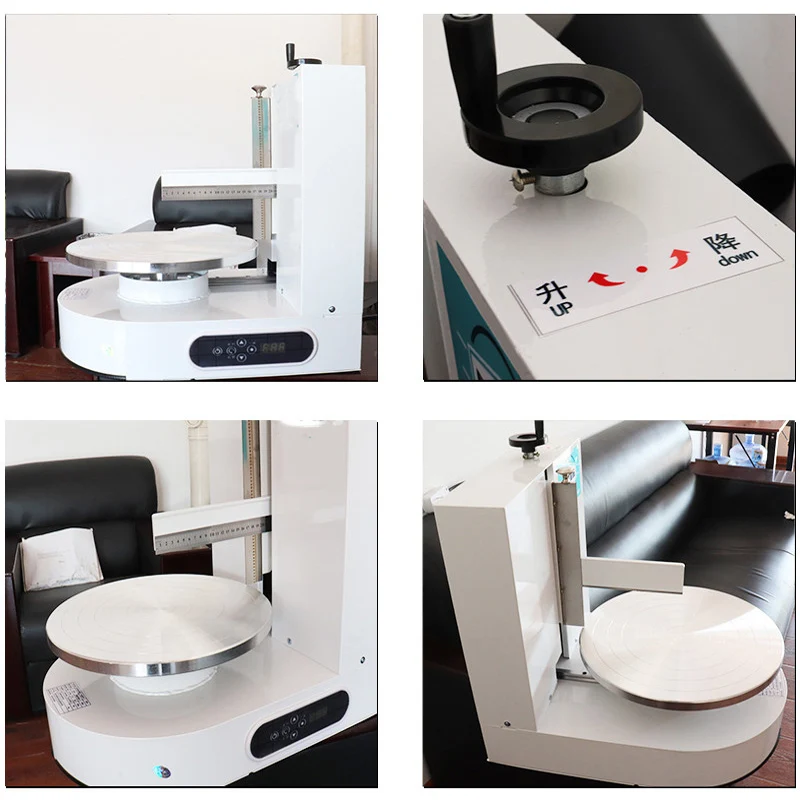 Máquina de llenado de recubrimiento de crema de pastel redondo, máquina esparcidora de pastel de cumpleaños, esparcidor de decoración de crema de pan