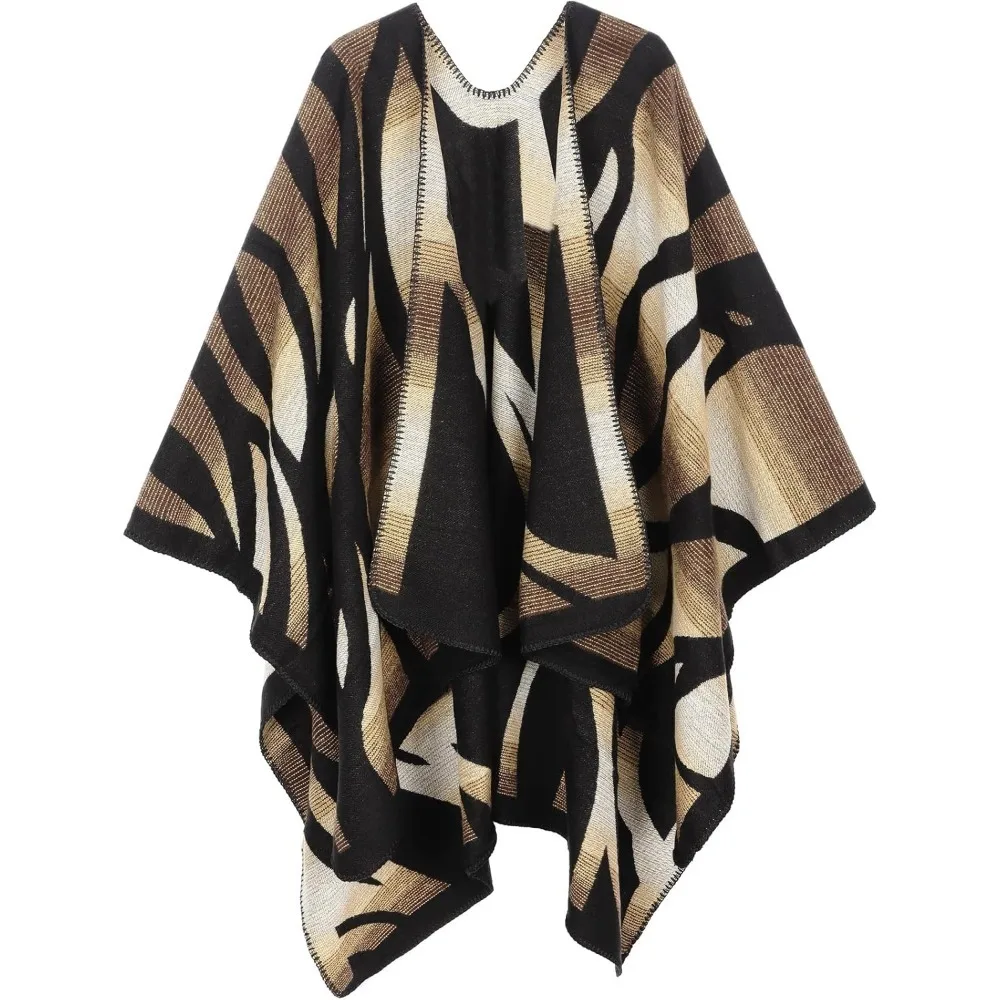 

Women's shawl, front open cape, oversized sweater, autumn and winter casual open cape