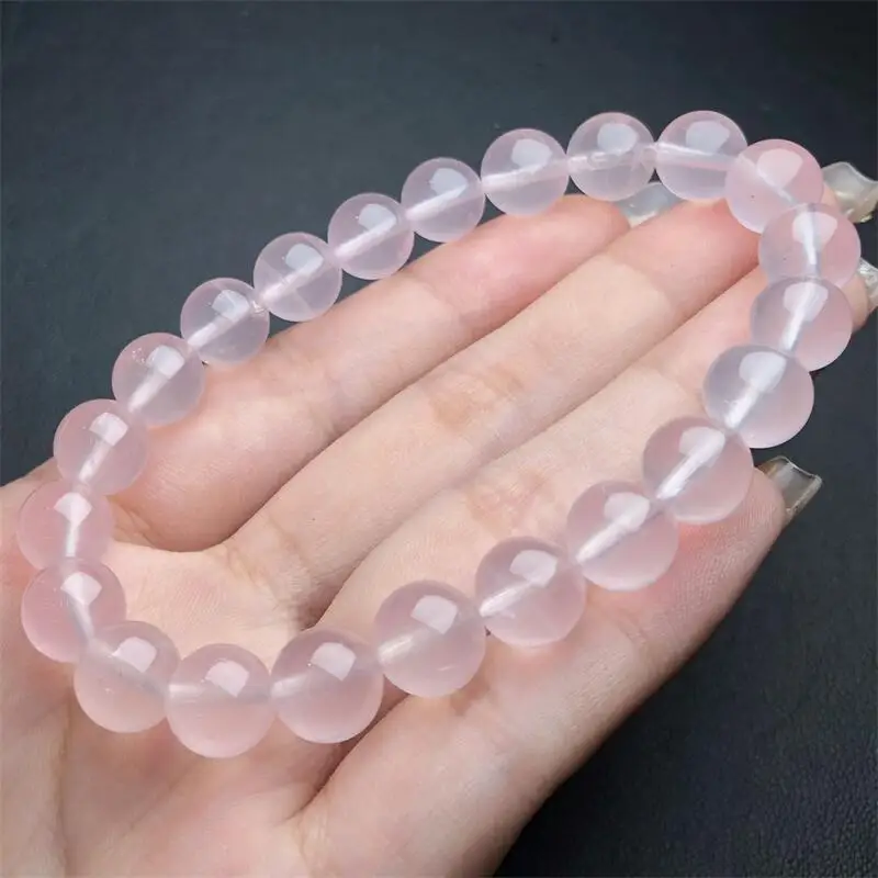 9MM Natural Rose Quartz Bracelet String Charms Handmade Fortune Energy Bangle Mineral Woman Amulet Jewelry Gift 1PCS