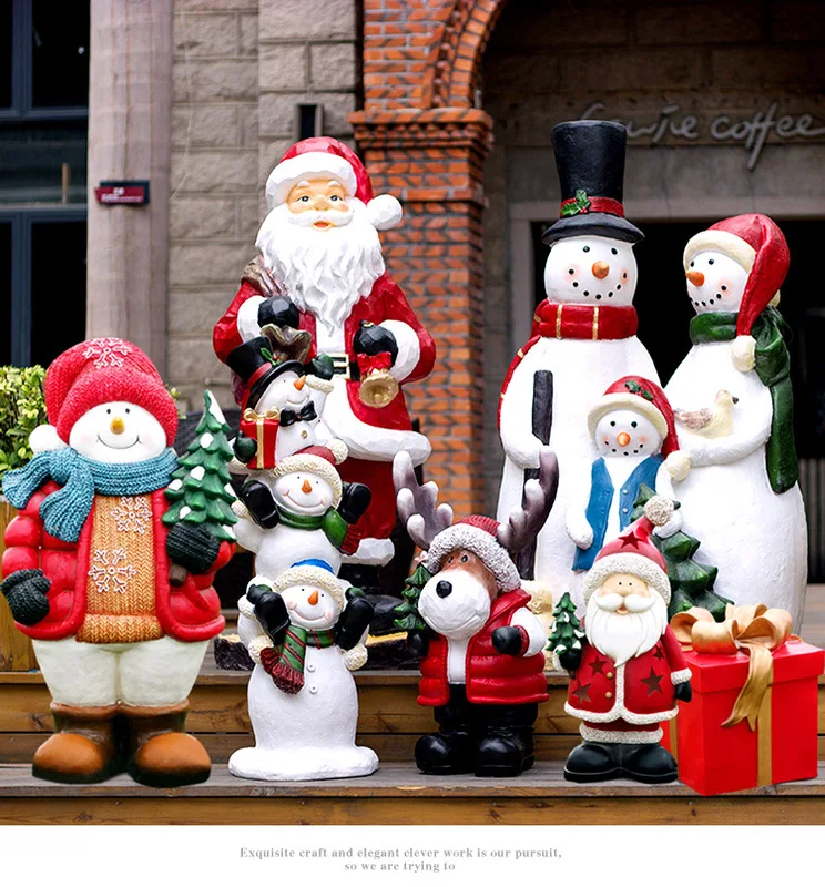 FRP Santa Claus Sculpture Square Shopping Mall Pedestrian Street Christmas Gift Box Ornament Cartoon Character Ornament