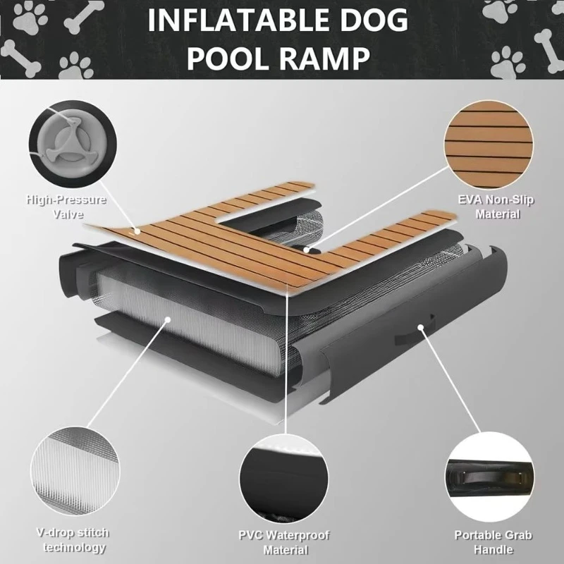 Eco-friendly dog pool dog ramp floating air water dock inflatable floating platform dog boat floating ramp