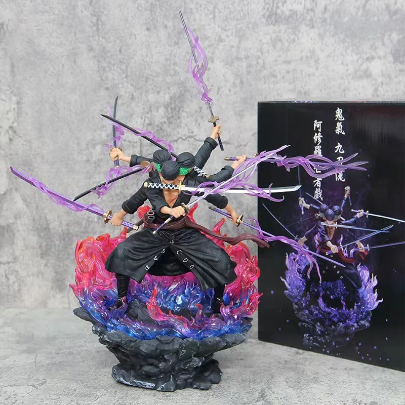 

Popular One Piece Asura Nine Swords Style Three Heads Six Arms Zoro Ghost Aura Zoro Figure Ornament Anime Statue Gift