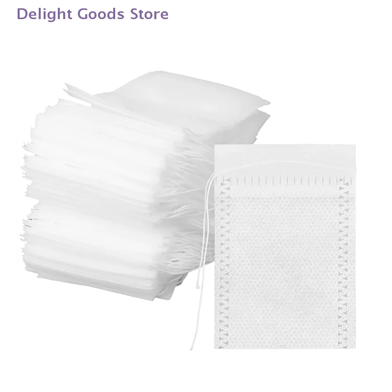 【D】100PC Disposable Non-woven Tea Bags with Drawstring Sealed Coffee Spice Filter PapTea Filter Paper TeaInfuser Kitchen Tea Set