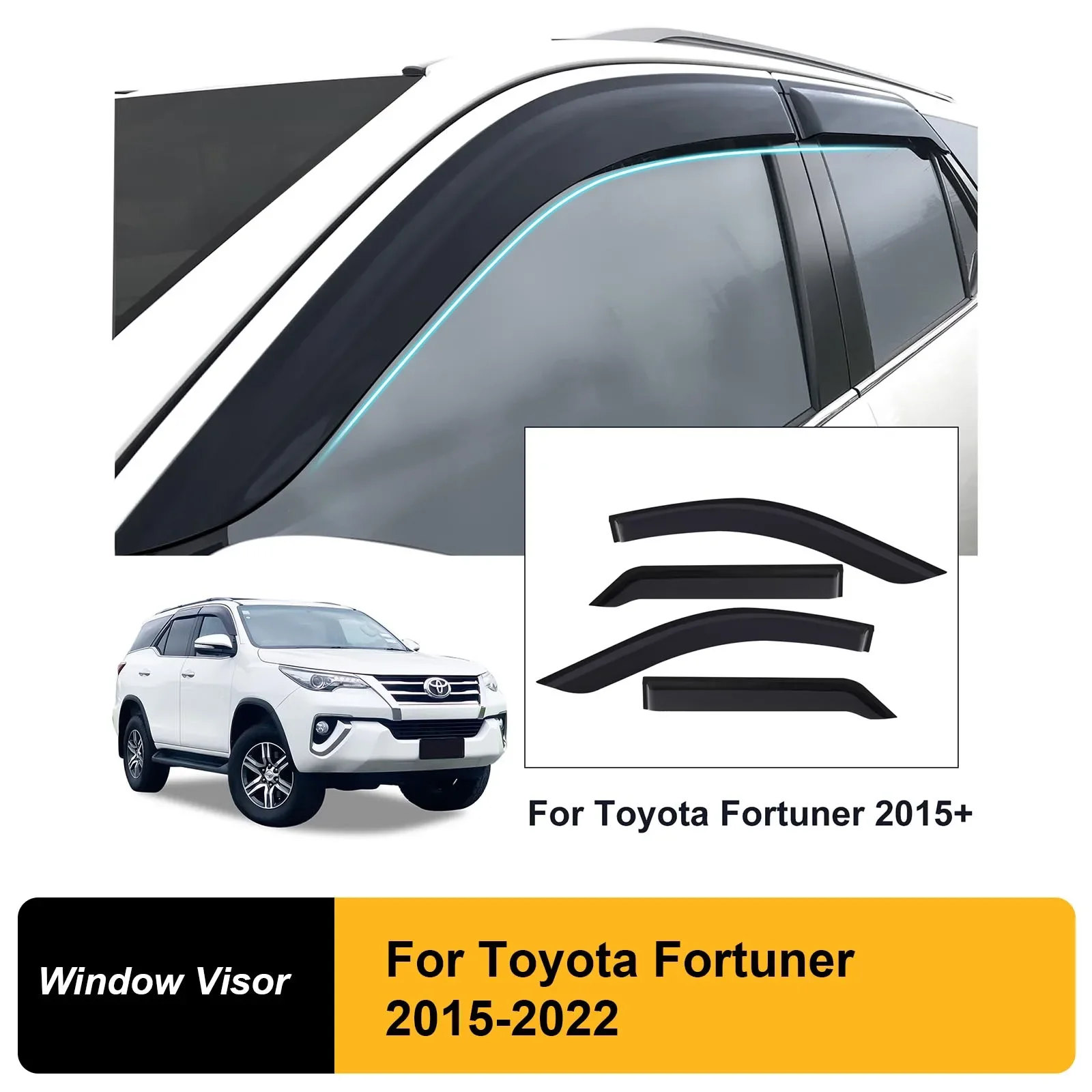 4PCS Sun Rain Guard Weather Shield Window Visor For For Toyota Fortuner 2015-2022 Wind Deflector Car Double Cabin Accessories