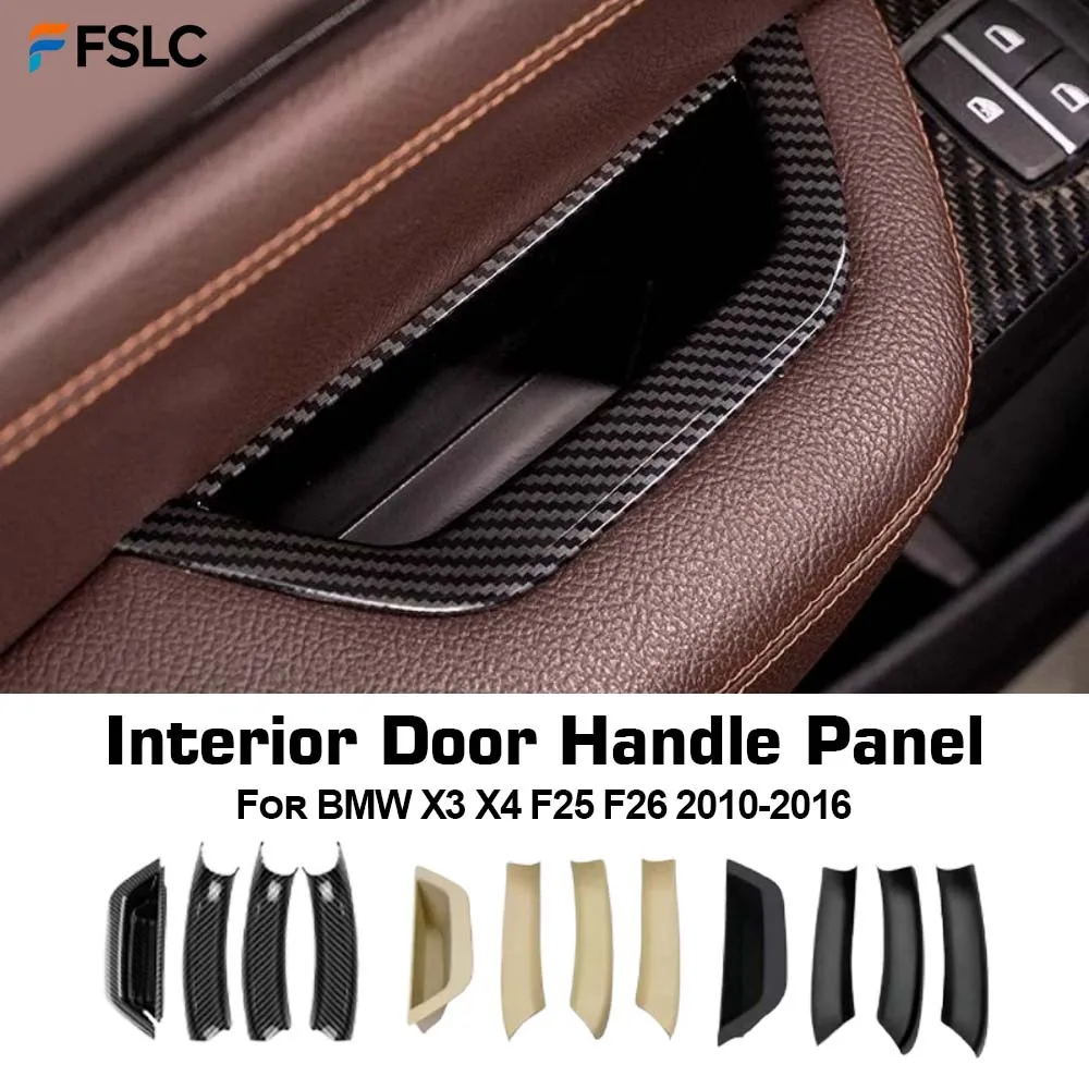 

⭐ Оригинальный ⭐ Для BMW X3 X4 F25 F26 2010-2016: накладка на внутреннюю ручку двери из углеродного волокна, бежево-черная