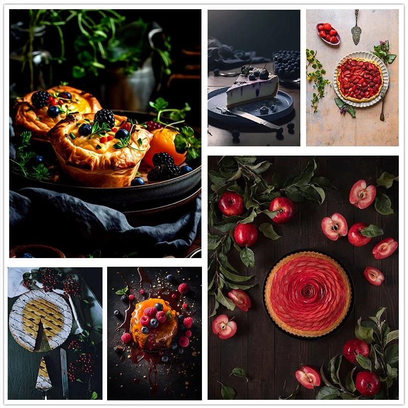 Póster de comida y pastel de fruta, pinturas en lienzo, delicioso té de la tarde, postre, imágenes artísticas de pared, decoración para el hogar, cafetería, tienda de postres