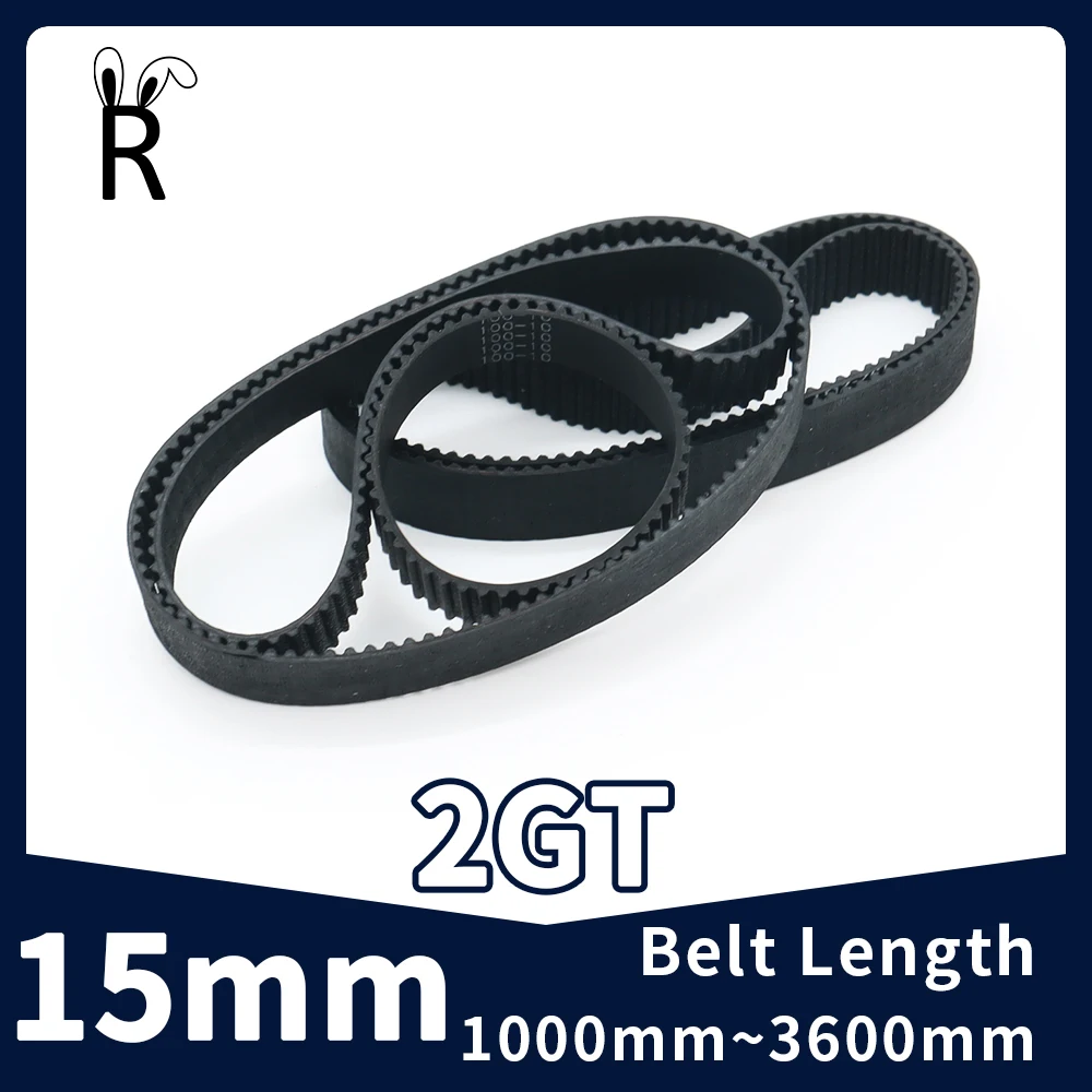 

15mm Width GT2 Rubber Closed Loop Timing Belt Length Perimeter 1000mm-3600mm 2GT Synchronous Tooth Belt For 3D Printer Part Belt