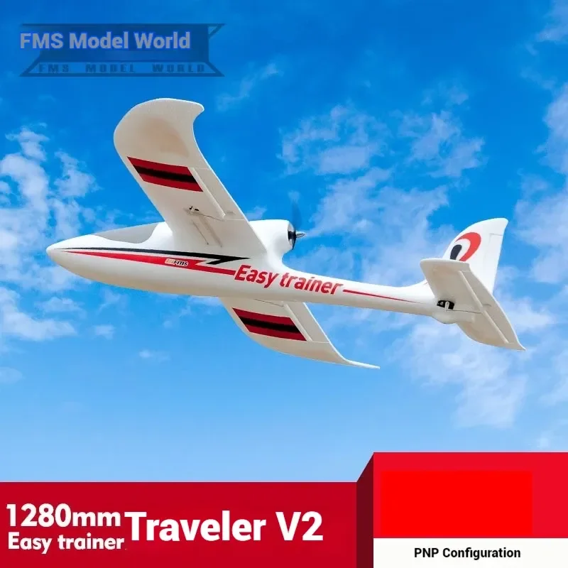 FMS Easy Trainer Remote Control Fixed Wing Aircraft 1280mm Traveler V2 Back Push Assembly Plane For Flight Training Beginners