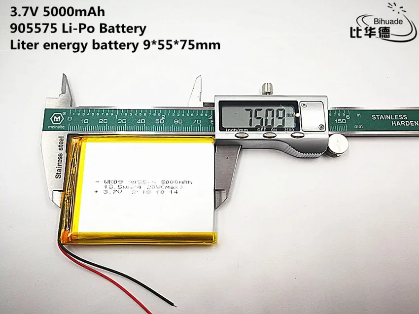 Dobra jakość 3.7 V, 5000mAH 905575 polimerowy akumulator litowo-jonowy/litowo-jonowy do tabletu pc BANK, GPS, mp3, mp4