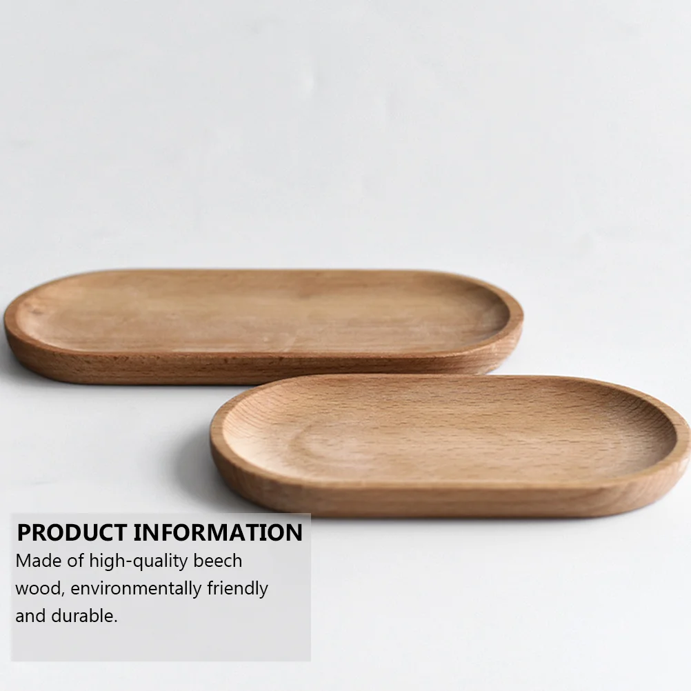 2 Pcs Breakfast Serving Tray Beech Pallet Food Service Plate Solid Wood Mini Cupcake Pan