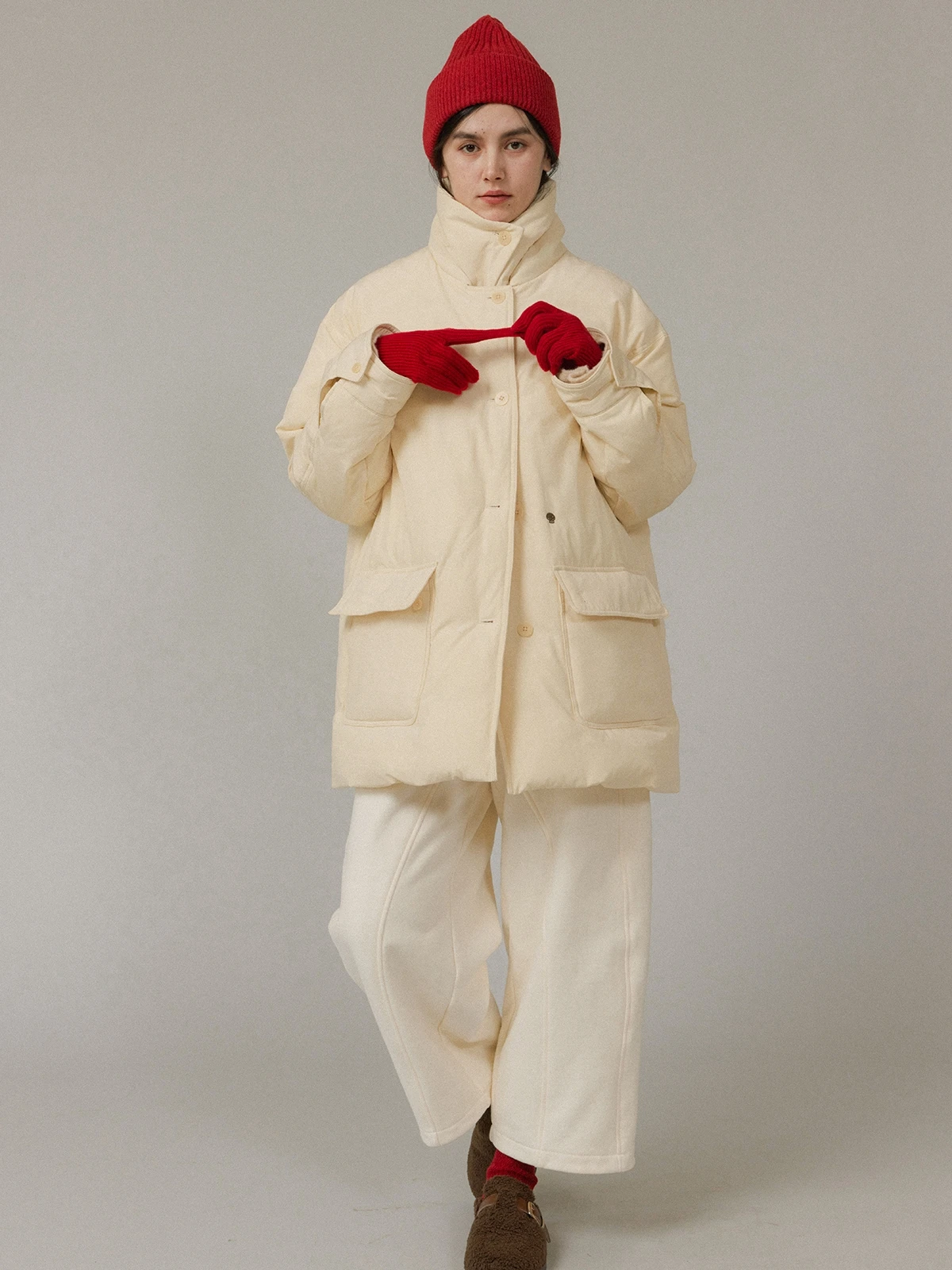 

Белый пуховик средней длины Dry Yellow 2024 New Year Special Commuter Sle с воротником-стойкой, 90% пухового наполнителя