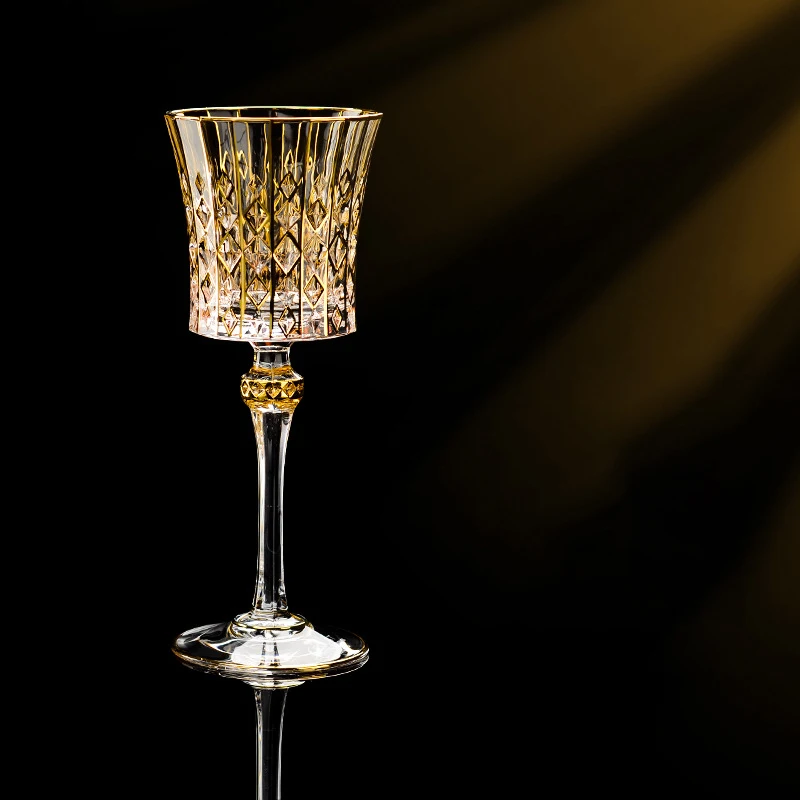 

Gold Luxury Wine Glass Champagne Goblet European Style Exquisite Household Bar Crystal Whiskey Glasses Hand Blown Cups