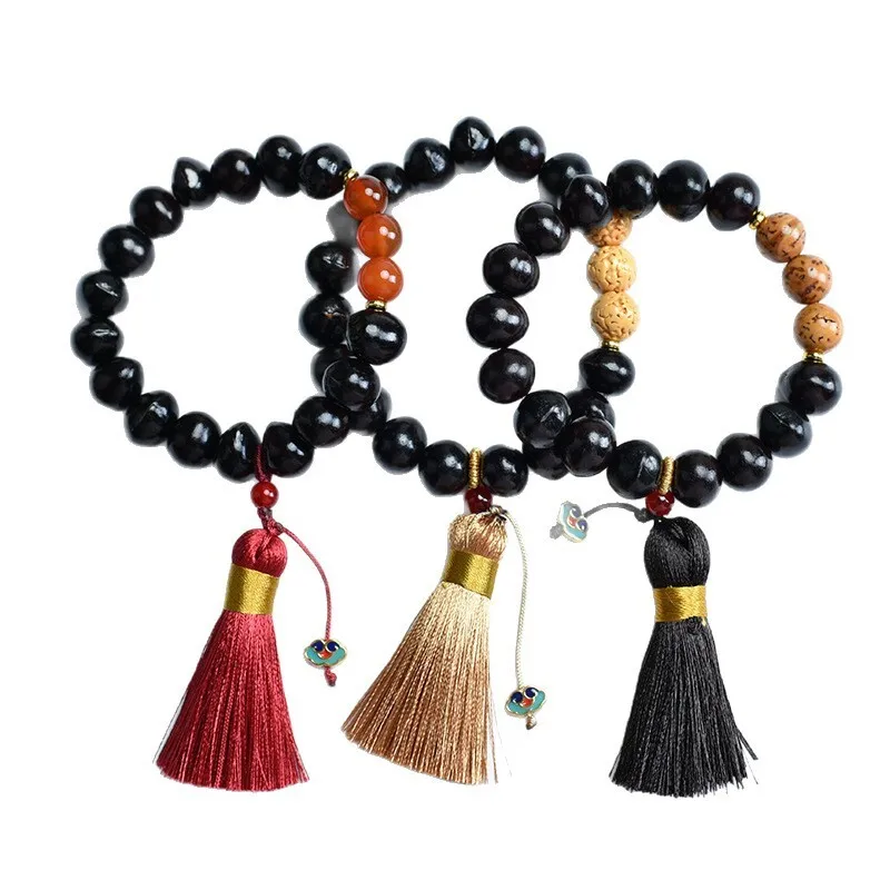 الطبيعية غير المؤذرة الطفل بودي الجذر الأصلي البذور سلسلة DIY بها بنفسك اليد الملتوية إصبع لينة الصلاة القديمة شرابة اللعب الثقافي Wo #5