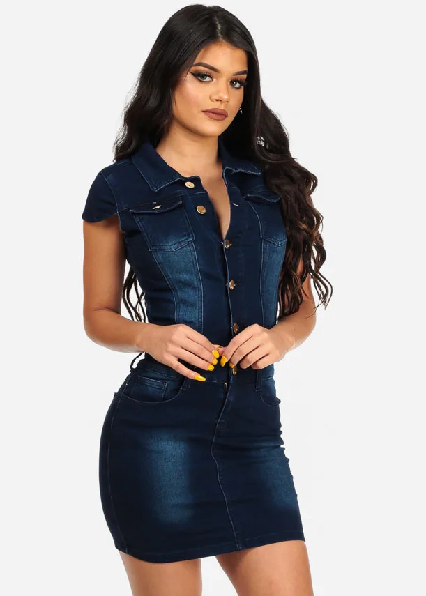 Washed Denim Women Dresses Single Breasted Dress Solid Sheath Pencil Skirts Spliced Wrap Buttocks Sexy Club 2024 Button