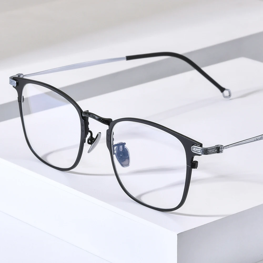 NIANZHEN Titanium Alloy Eyeglasses Frame Men Square Brand Design Glasses Women Ultralight-Weight Retro Eyewear Spectacles 8028