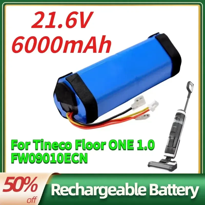 High Capacity 21.6V 6000mAh Vacuum Cleaner Replacement Battery for Tineco Floor ONE 1.0 FW09010ECN Breeze Cordless Wet Dry