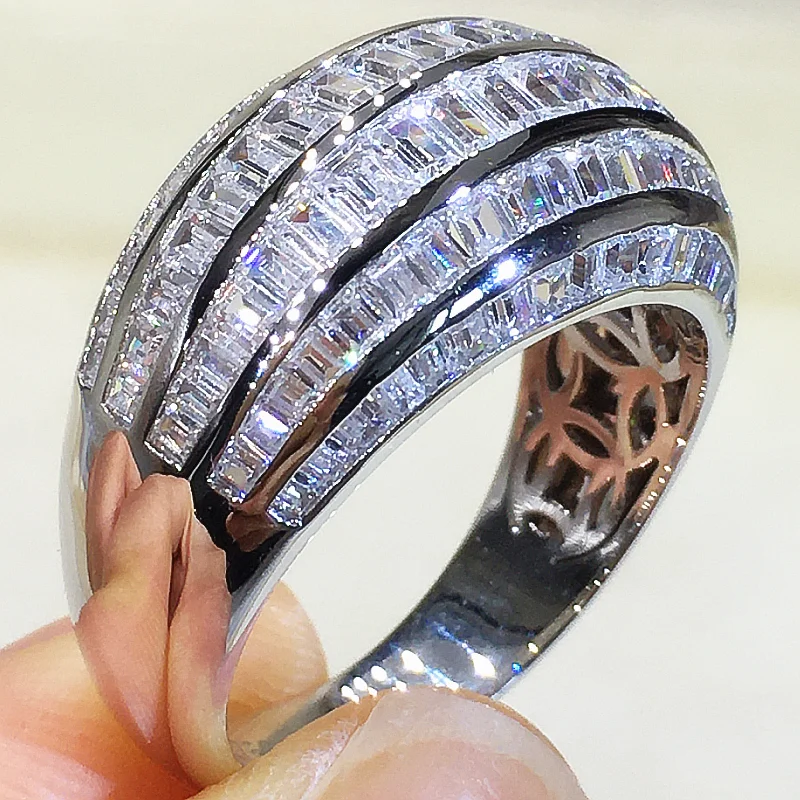 14K Moissanite Diamond Ring  Da Pai Ring Full of Mosang Diamonds  Luxury Male/Female Index Finger Ring  Customized Couple Ring