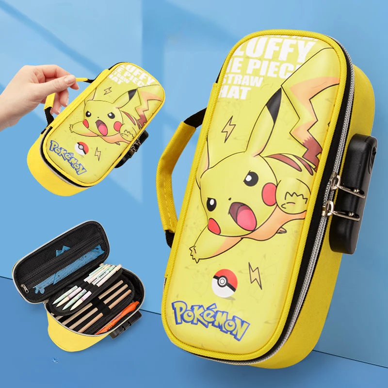 Pikachu Pencil Case Combination Lock Pencil Case Primary School Students Multifunctional Pencil Case Large Capacity Pencil Case