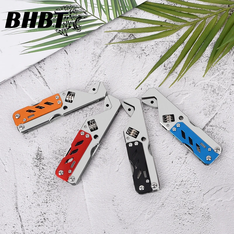 BHBT Multifunctional Wrench Stainless Steel Cross/Flat Screwdriver Bits  EDC Portable Adjustable Hand Tools Camping