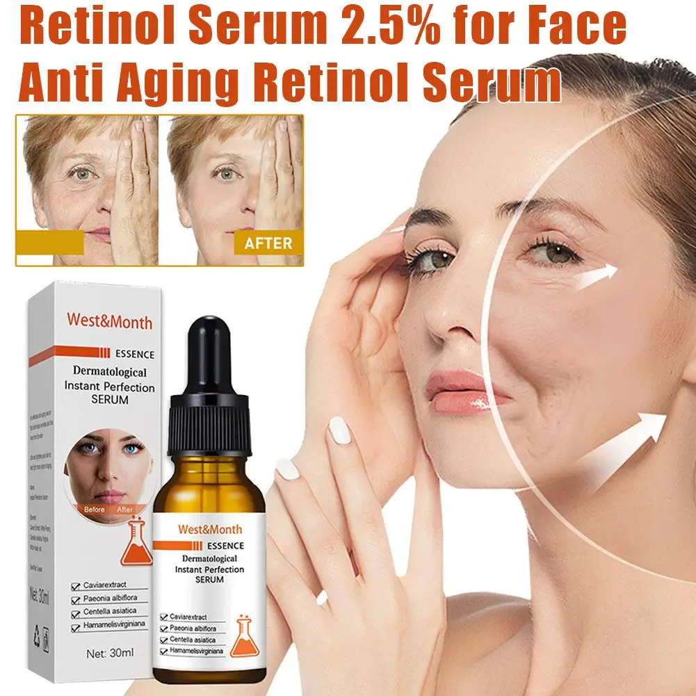 30ML Retinol Serum Wrinkle Remover Firming Lifting Skin Fine Whitening Anti-Aging Care Lines Fade Moisturizing Serum G9T0