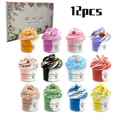 Fluffy Slime Kit for Kid Butter Mud Set Color Fruit Style DIY Playdough Children's Stress Relief Toy Slime Niños Clay Charms