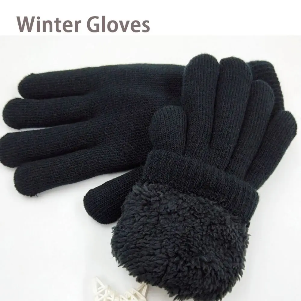 Double Layer Thermal Gloves Fashion Boys Girl Winter Gloves Pure Color Lamb Velvet Mittens Soft Thickened Gloves Warm Unisex