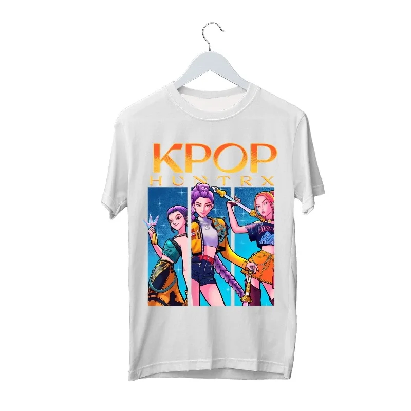 2026 الساخن هنتركس Kpop شيطان الصيادين تي شيرت للبنين بنات المشجعين هدية الصيف طاقم الرقبة قصيرة الأكمام تيز موضة الاطفال تي شيرت