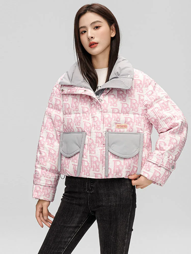 Parkas mulheres gola puffer para baixo casaco com capuz oversized grosso quente moda jaqueta de inverno feminino outwear