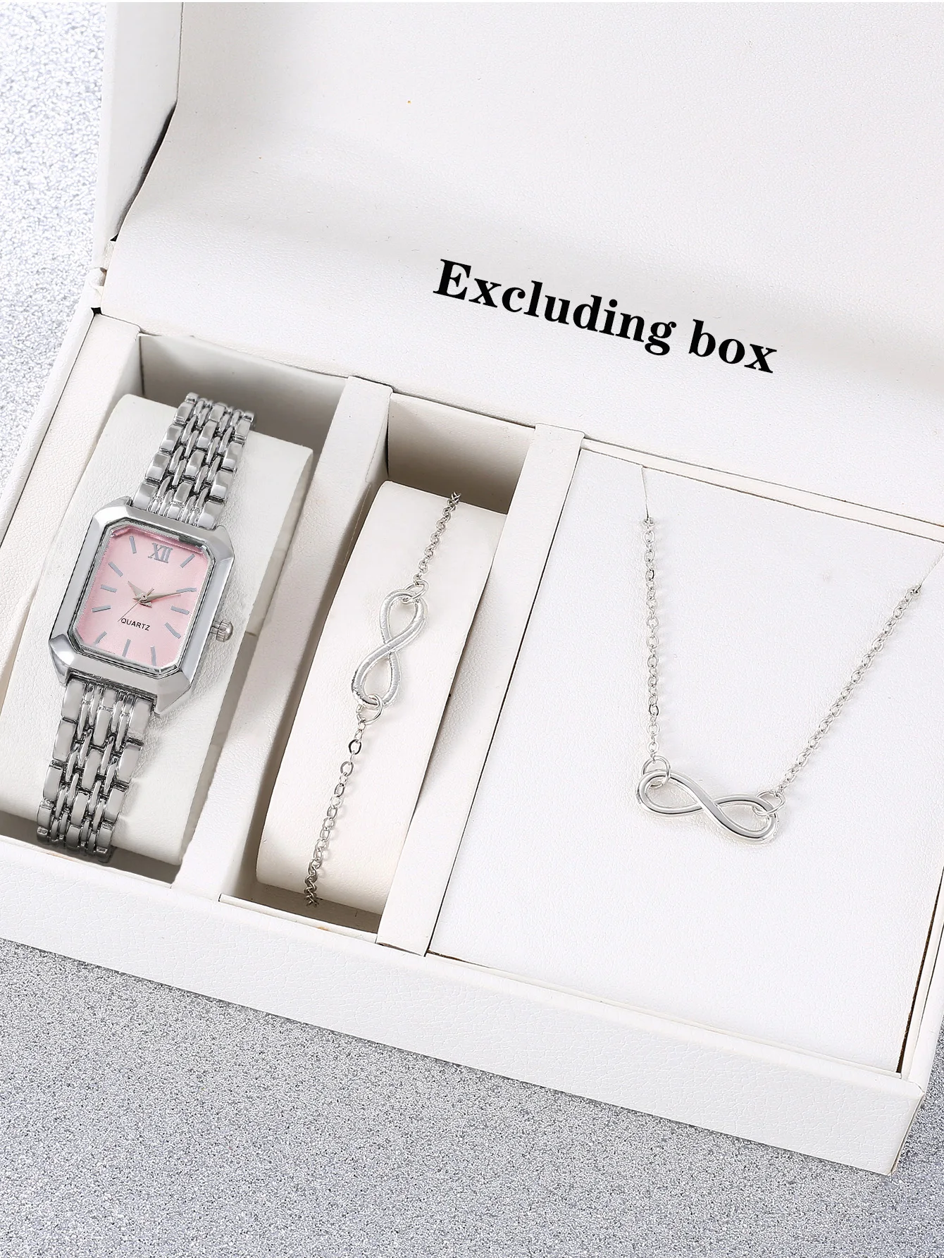 

1 шт. минималистичных квадратных кварцевых часов в сочетании с 1 восьмиугольным браслетом и 1 шт. восьмиугольного колье.