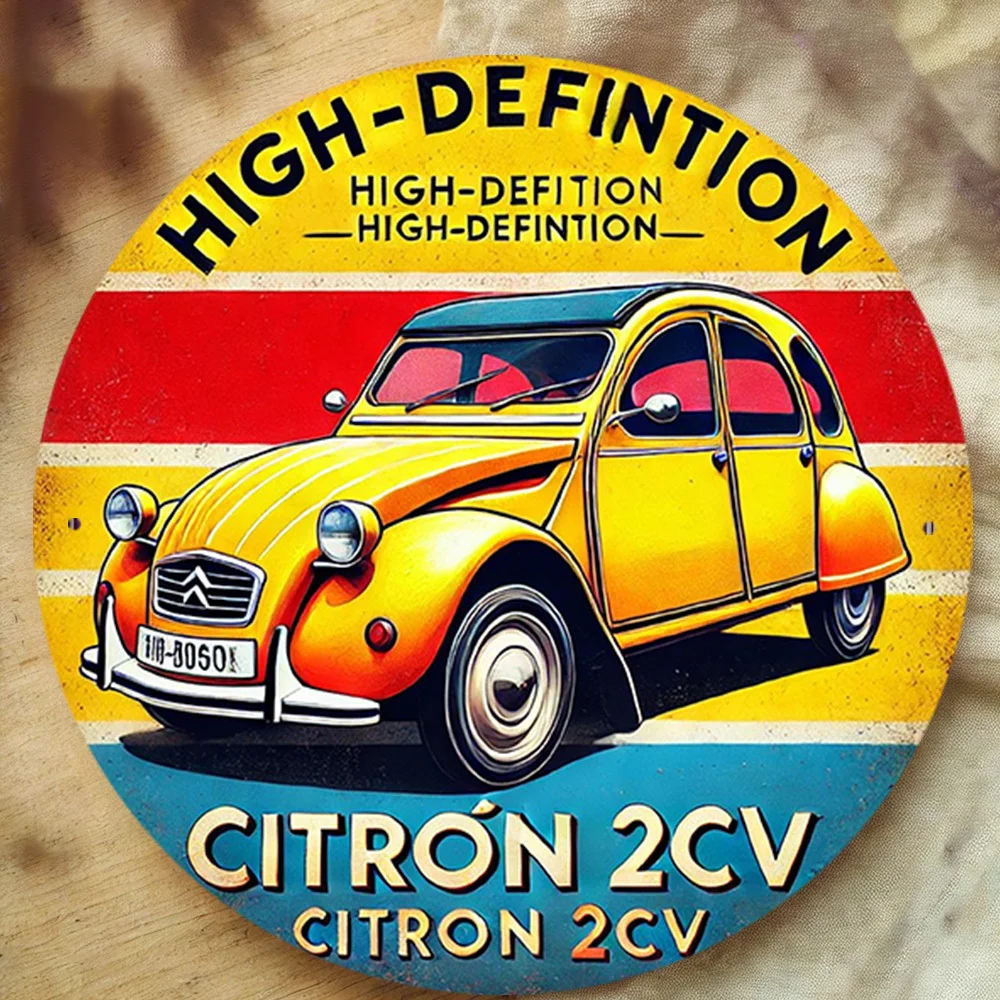High Definition Metal Tin Sign Vintage Citroen 2CV Car Art Wall Decor