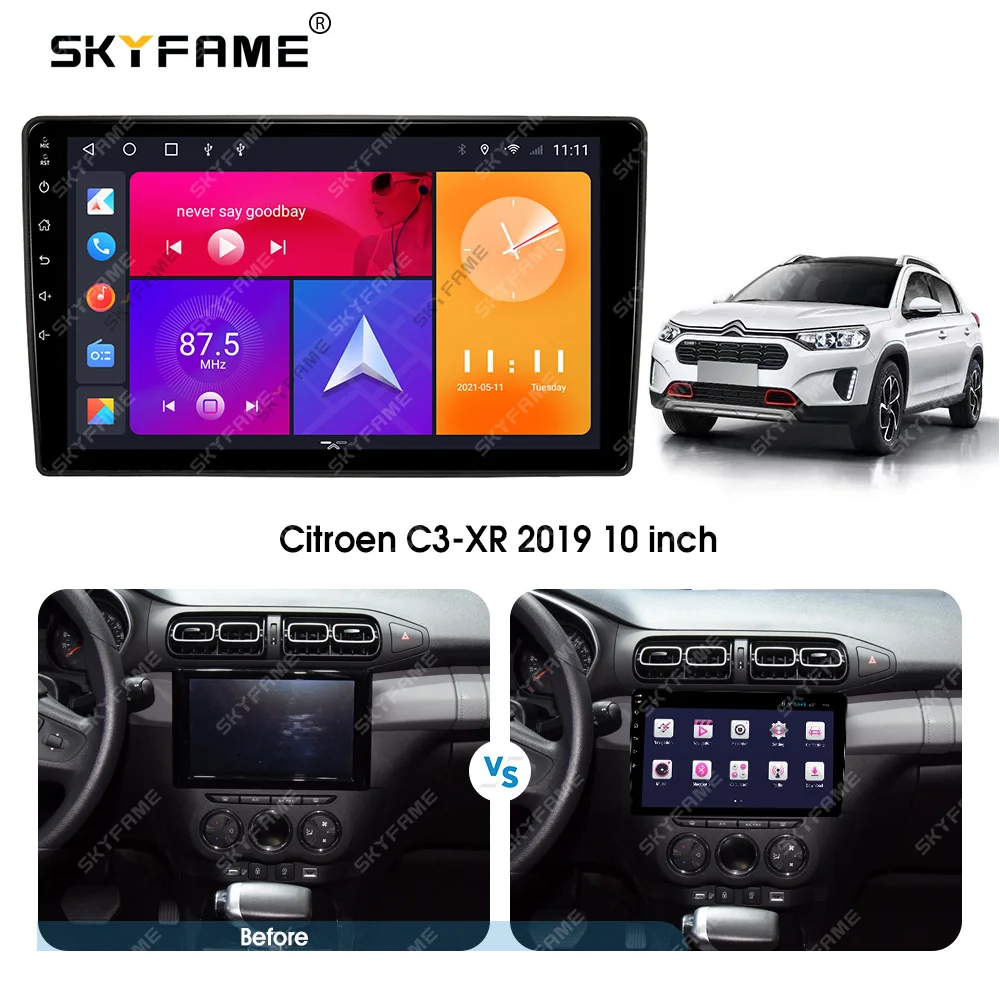 SKYFAME Car Frame Fascia Adapter Canbus Box Android Radio Fitting Panel Kit For Citroen C3 C3-XR