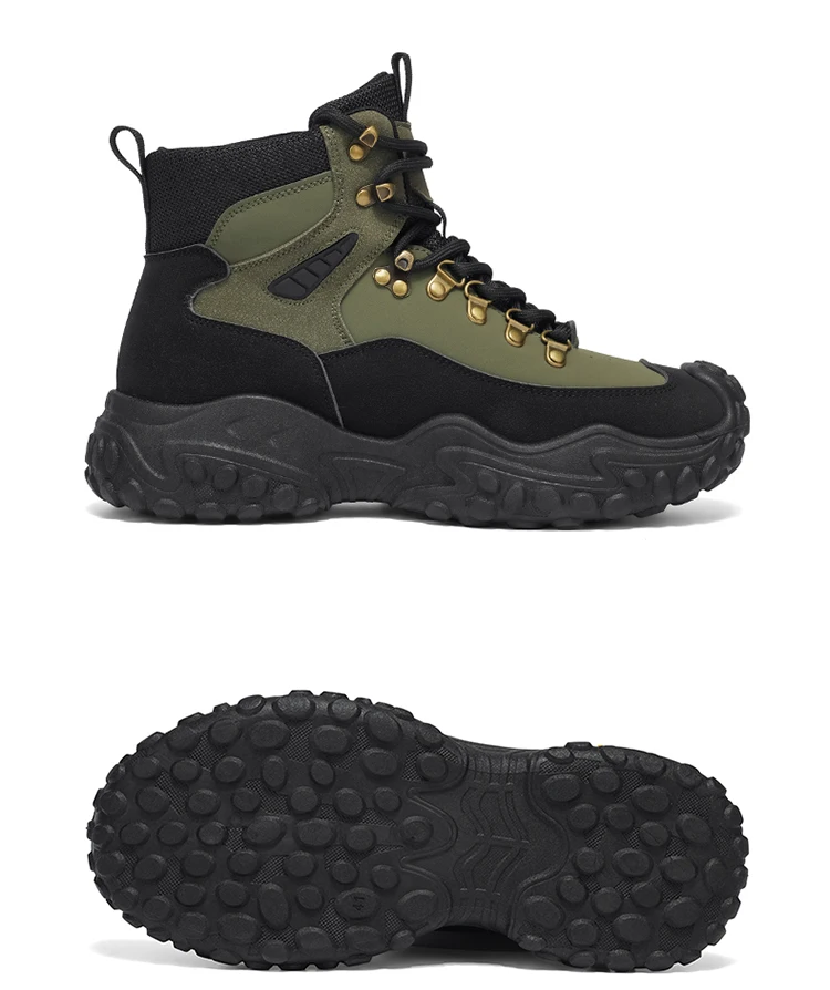 Retro Herren High-Top-Stiefel mit dicker Sohle, strapazierfähig für Wandern, Trekking, Camping und Outdoor-Sport – Detail 23
