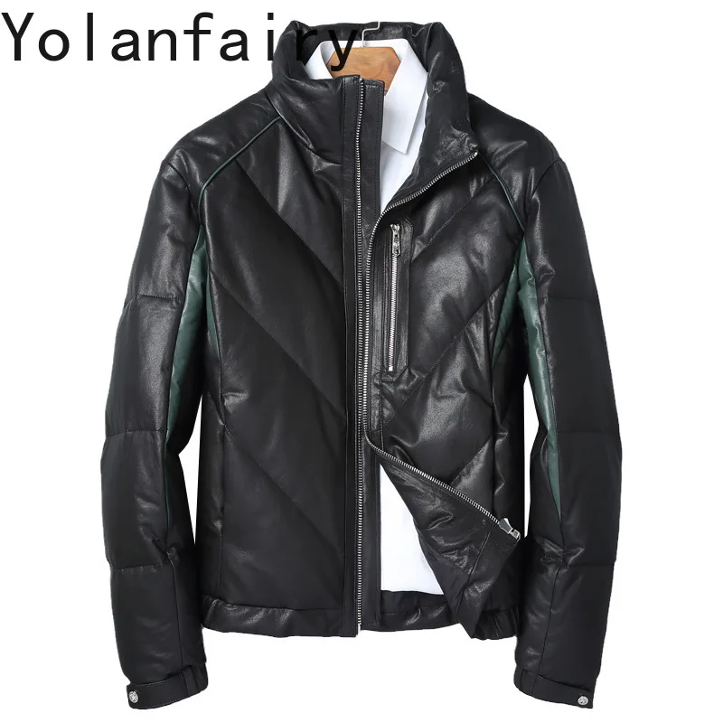 

YOLANFARIY Sheepskin Leather Jacket Men 90% Goose Down Winter Coats Mens Clothing Short Style 2024 Doudounes Courtes Loose Fit