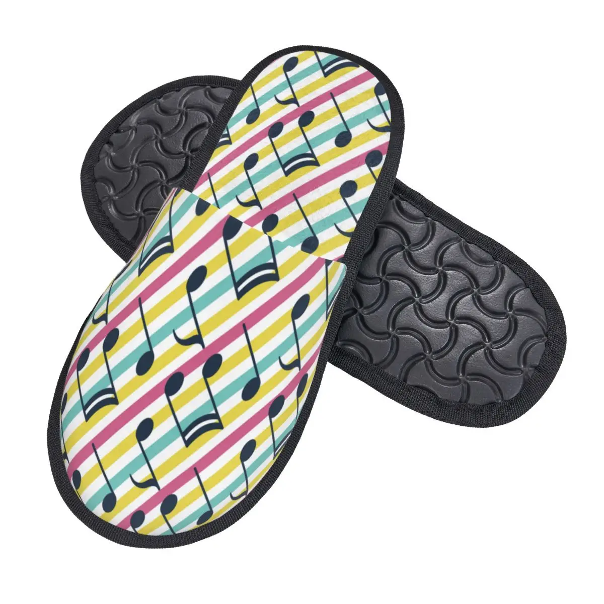 Winter Slipper Woman Man Fluffy Warm Slippers Colorful Music Notes House Slippers Shoes