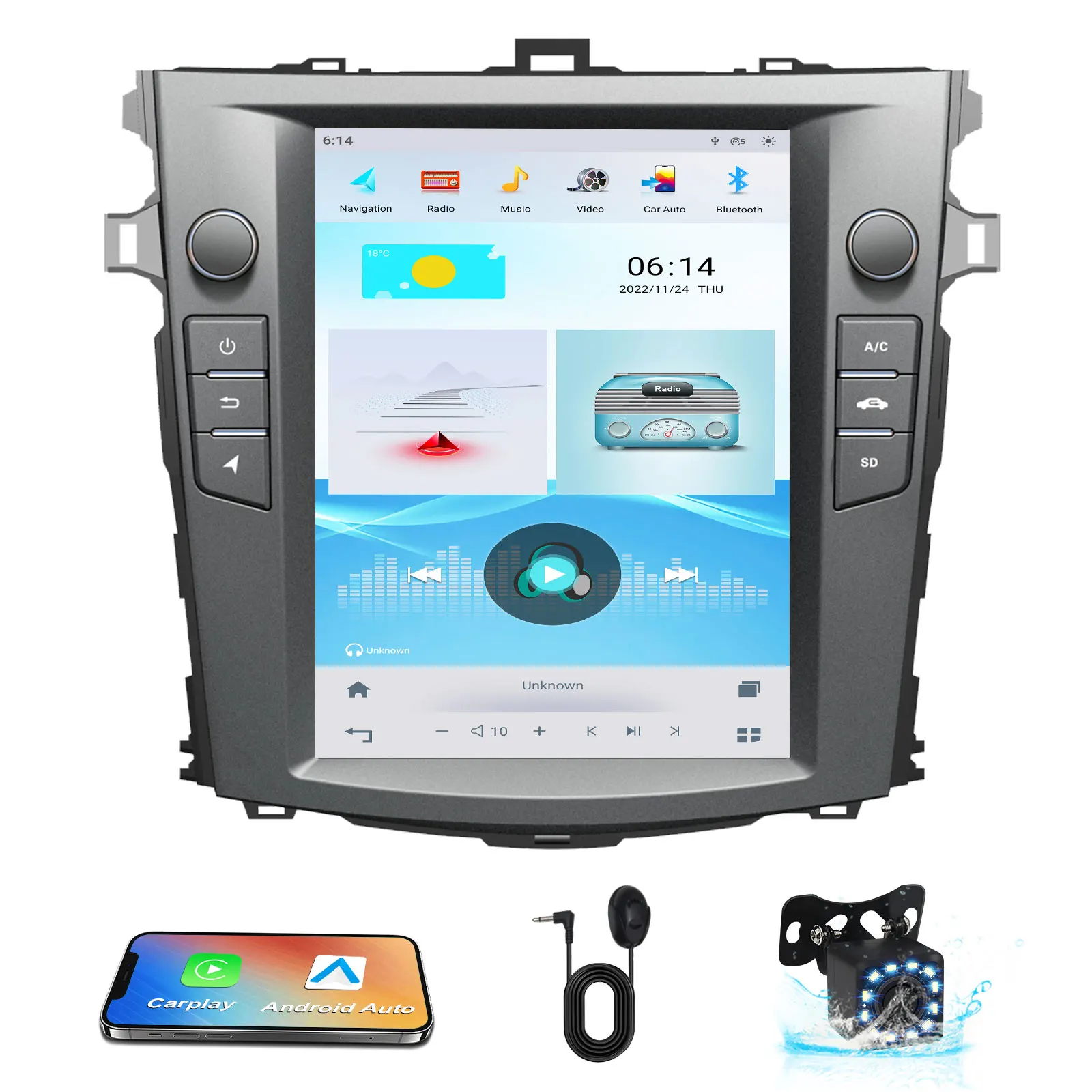 

HYUNDAI AZERA GPS RADIO ANDROID CAR GPS FOR TOYOTA Corolla 2007-2012 A/C CAR STEREO ANDROID10.4Inch Multimedia NAVI CARPLAY