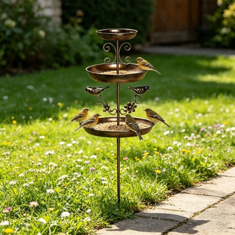 33 Inches Tall Wildlife Water Dispenser Featuring Double Level Design For Secure Perching And Easy Cleaning Outdoor Use
