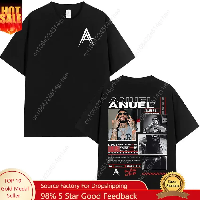 Rapper Anuel AA Album 2025 Graphic T Shirt Men's Hip Hop Gothic Retro Short Sleeve T-Shirts Clothing High Quality Cotton T-shirt