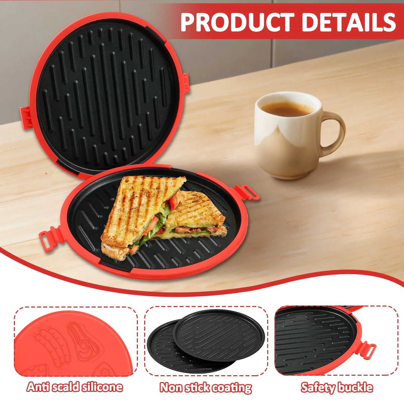 Bandeja de cozimento de bolo de sanduíche, assadeira elétrica de café da manhã doméstico, mini máquina multifuncional totalmente automática de biscoitos de waffle