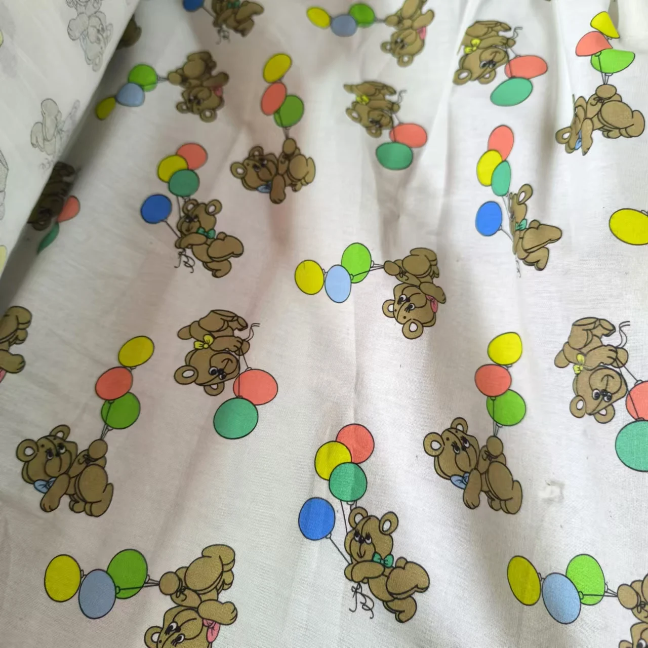 Korean Style Pure Cotton Fabric Balloon Bear DIY Doll Clothes Children's Wear Women's Dress Curtain Bag Hair Tie Material